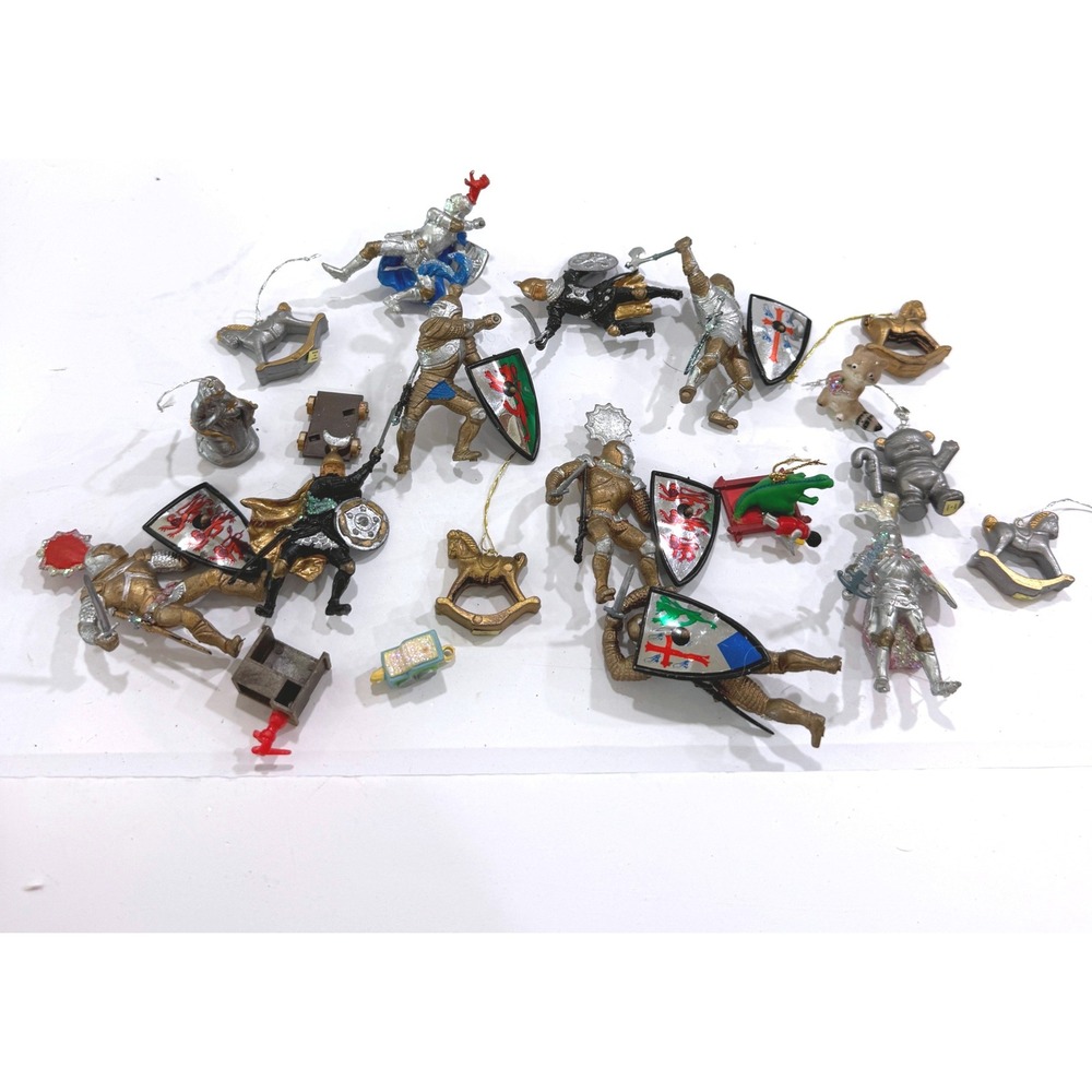 Vintage Style Medieval Knight and Rocking Horse Christmas Ornament Lot 15+ Pc